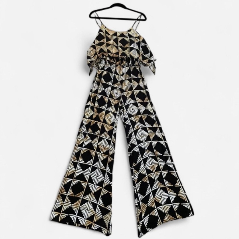 INDAH iztak print open back jumpsuit S